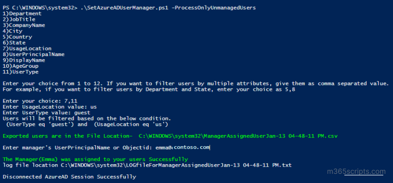 Set-up Manager for Office 365 Users Based on the User’s Property