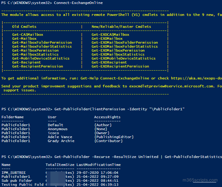 Get All Public Folders and Permissions using PowerShell  