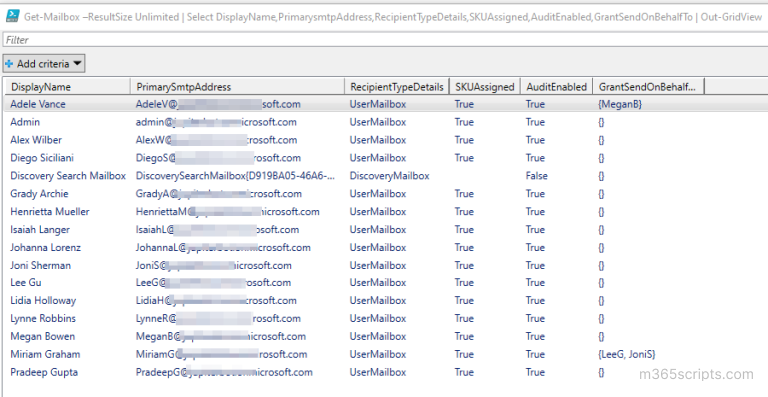 Get Mailbox Details in Microsoft 365 using PowerShell