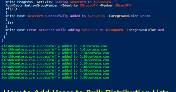 Add a User to Multiple Distribution Lists in Office 365 using PowerShell 