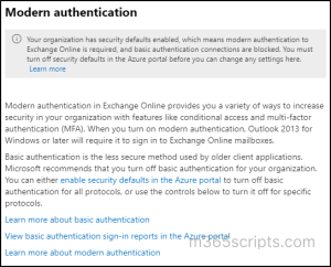 enable modern authentication by default
