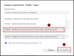 Create a Teams shared channel