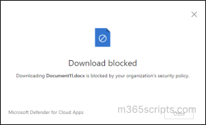 Download blocked after policy configuration 
