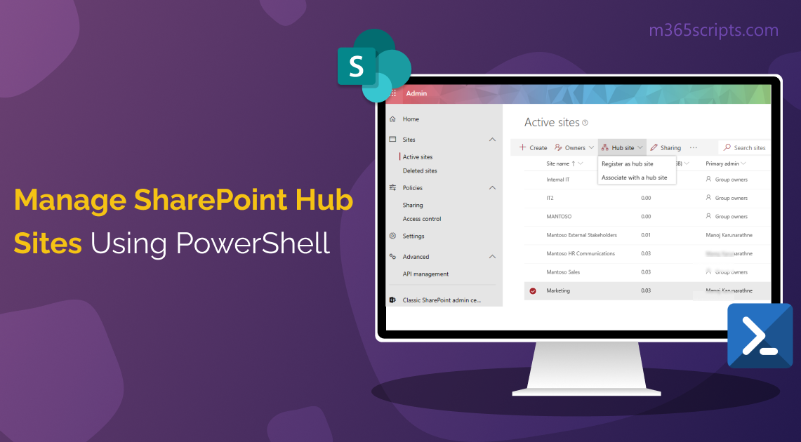 Manage SharePoint Hub Sites Using PowerShell