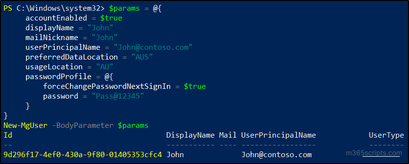 Create User in a Geo Location Using MS Graph PowerShell