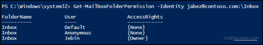 Get Mailbox Folder Permissions Using PowerShell