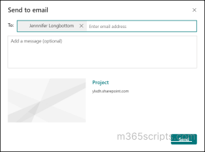 SharePoint page sharing feature with Send to Email option