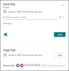 SharePoint page sharing feature with Share page option