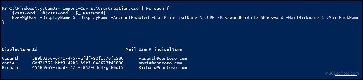 Bulk user creation using Microsoft Graph PowerShell