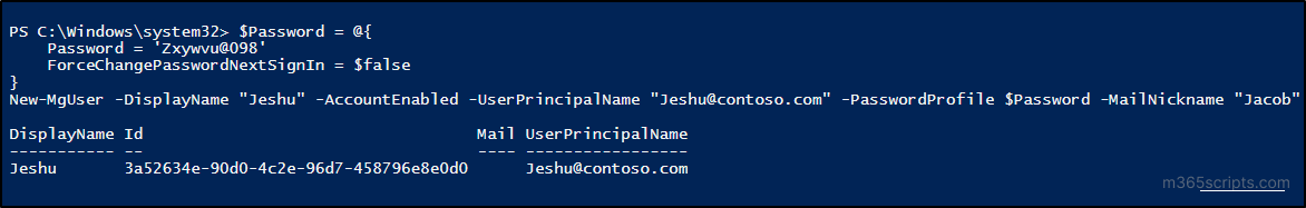Create Users Using MS Graph PowerShell without Forcing to Change Password on First Sign-in