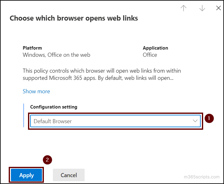 Default browser settings for Teams web links