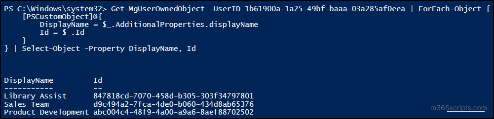 Get List of Team Where User Is Owner - Mange groups in Microsoft 365 using Graph PowerShell