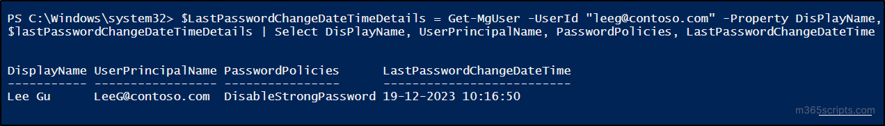 Check the Last Password Change Date and Time with PowerShell