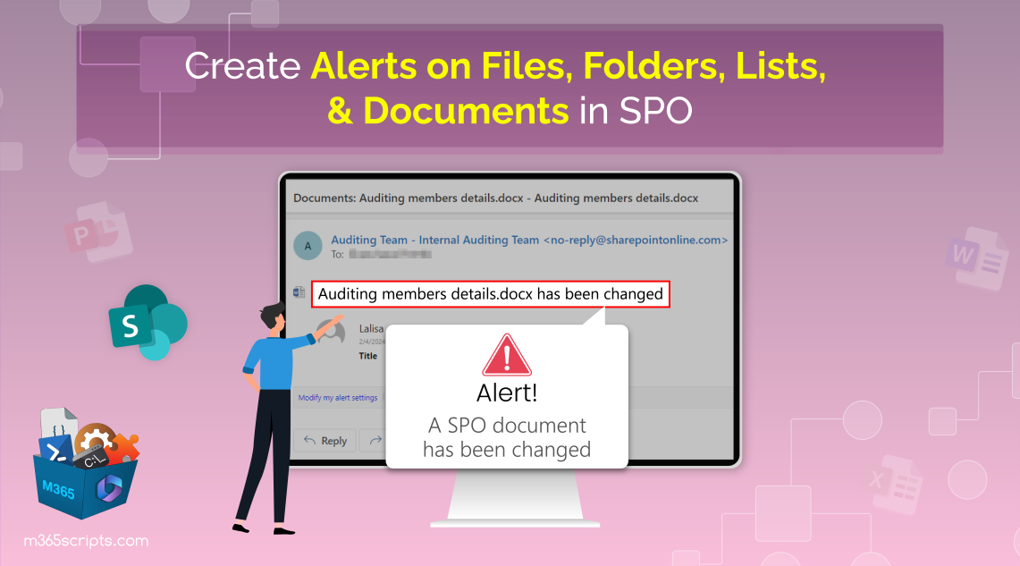 How to Create SPO Alerts on Files, Folders, Lists & Documents