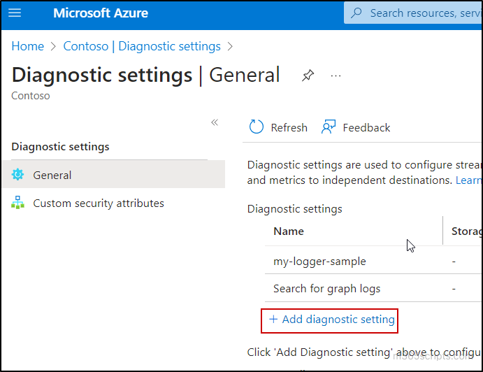 Diagnostic settings - Microsoft Azure