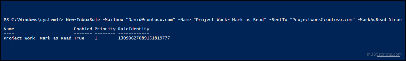 Mark as read - Create inbox rule