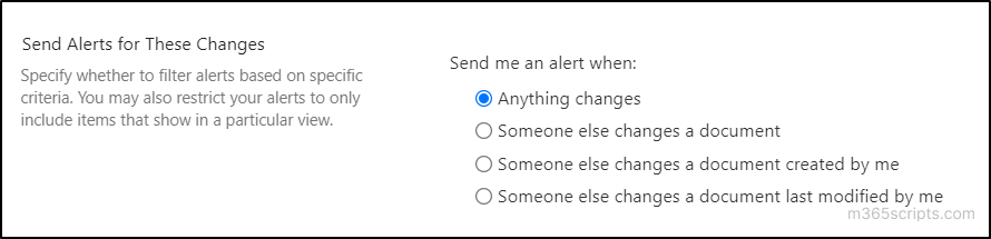 Send SPO Alerts for These File Changes