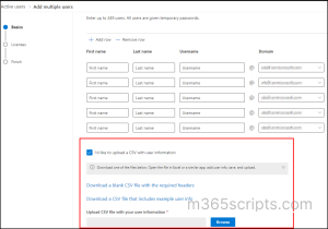 Create bulk users in Microsoft 365 using admin center