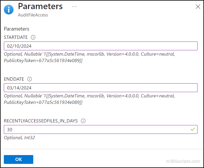 Start a Runbook in Azure Automation with parameters